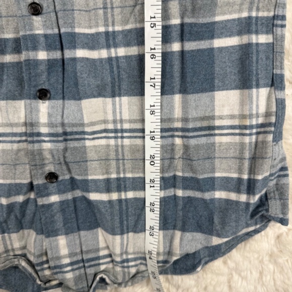 J. Crew Button Down Flannel Shirt Leather Elbow Patches Blue Men's Small - Picture 4 of 9